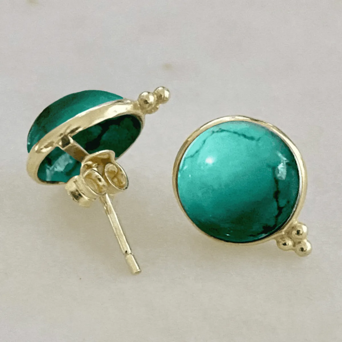 Laihas Free Spirit Gold Turquoise Stud Earrings
