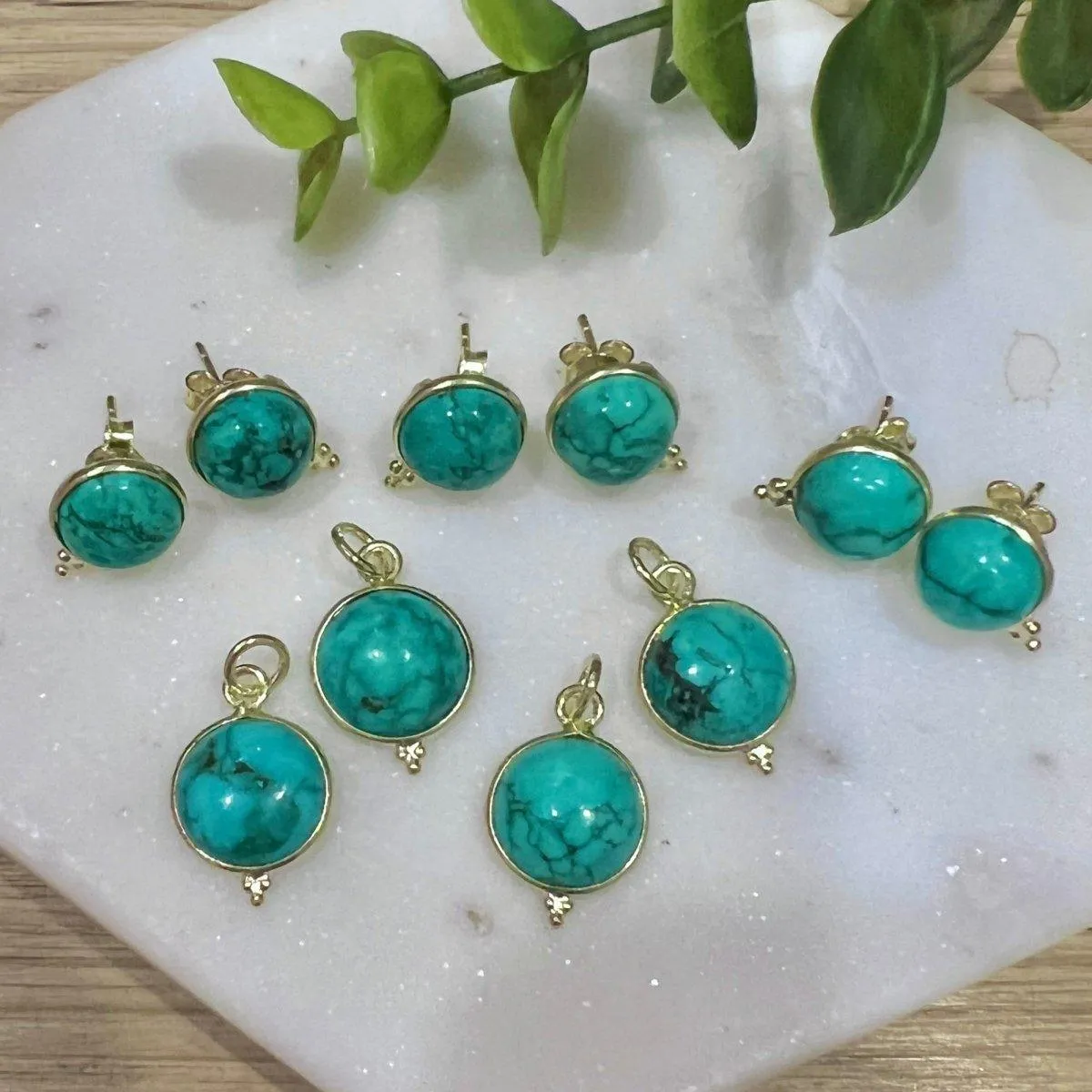 Laihas Free Spirit Gold Turquoise Stud Earrings