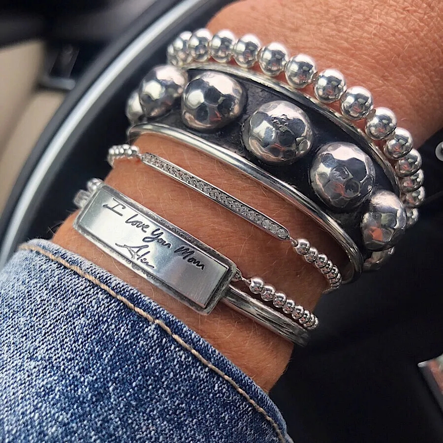 Large Sterling Beaded Cuff - Quick Ship