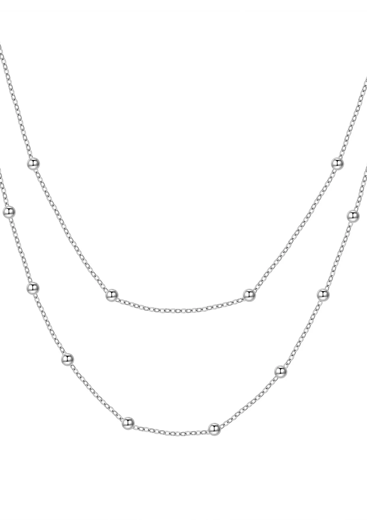 Layering Necklaces Stars and Moon in Silver