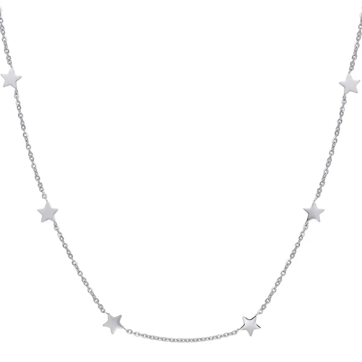 Layering Necklaces Stars and Moon in Silver