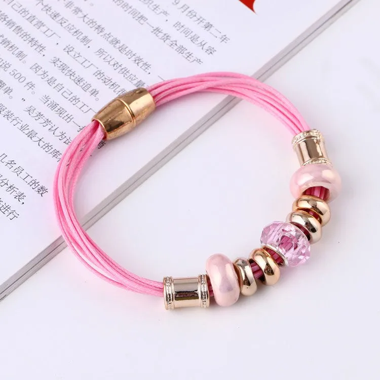 Leather Bracelet Crystal Wrap Bracelets For Women Multilayer Bracelets& Bangles Ladies Fashion Jewelry