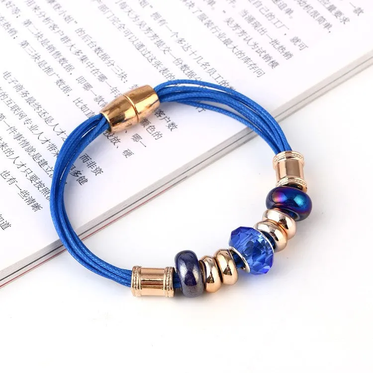 Leather Bracelet Crystal Wrap Bracelets For Women Multilayer Bracelets& Bangles Ladies Fashion Jewelry