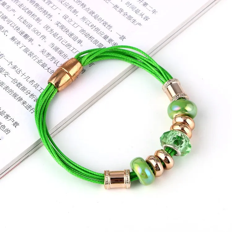 Leather Bracelet Crystal Wrap Bracelets For Women Multilayer Bracelets& Bangles Ladies Fashion Jewelry