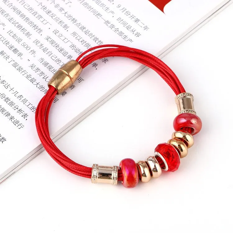 Leather Bracelet Crystal Wrap Bracelets For Women Multilayer Bracelets& Bangles Ladies Fashion Jewelry