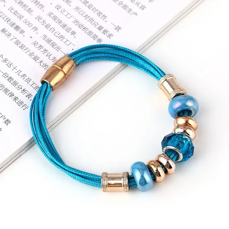 Leather Bracelet Crystal Wrap Bracelets For Women Multilayer Bracelets& Bangles Ladies Fashion Jewelry