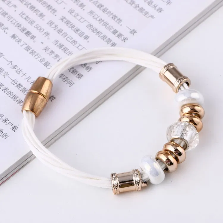Leather Bracelet Crystal Wrap Bracelets For Women Multilayer Bracelets& Bangles Ladies Fashion Jewelry