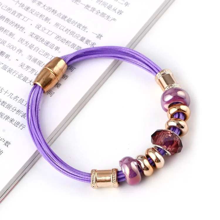 Leather Bracelet Crystal Wrap Bracelets For Women Multilayer Bracelets& Bangles Ladies Fashion Jewelry