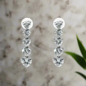 Lula 4 Carats Falling Heart Cut Lab Grown Diamond Drop Earrings in 18K White Gold