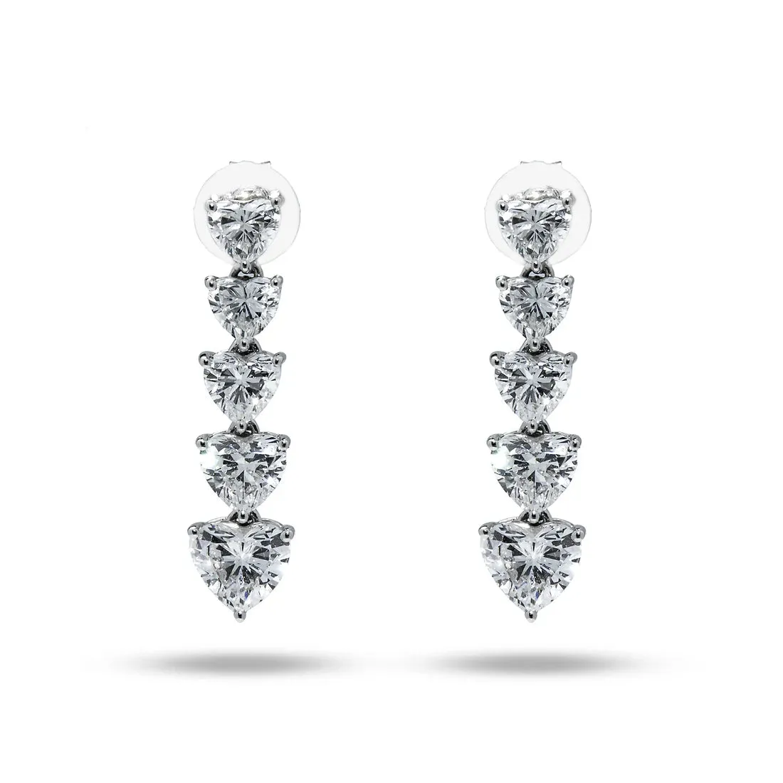 Lula 4 Carats Falling Heart Cut Lab Grown Diamond Drop Earrings in 18K White Gold