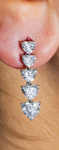 Lula 4 Carats Falling Heart Cut Lab Grown Diamond Drop Earrings in 18K White Gold