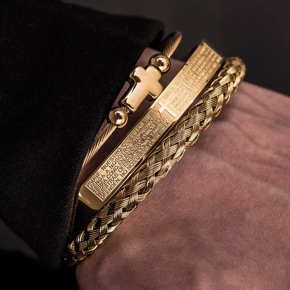 Luxury Set Stainless Steel Bracelet Cross Charm