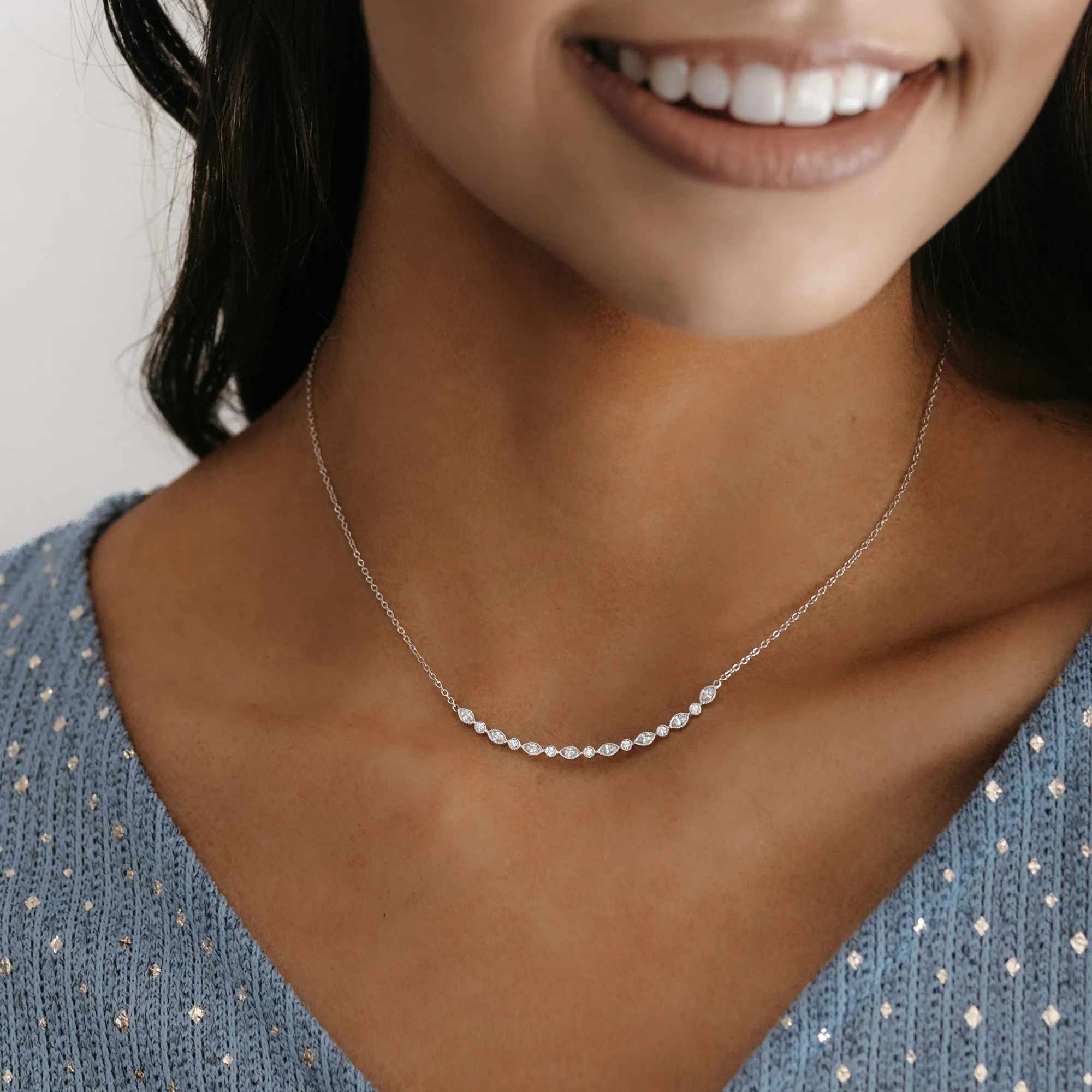 Marquise & Round Diamond Necklace