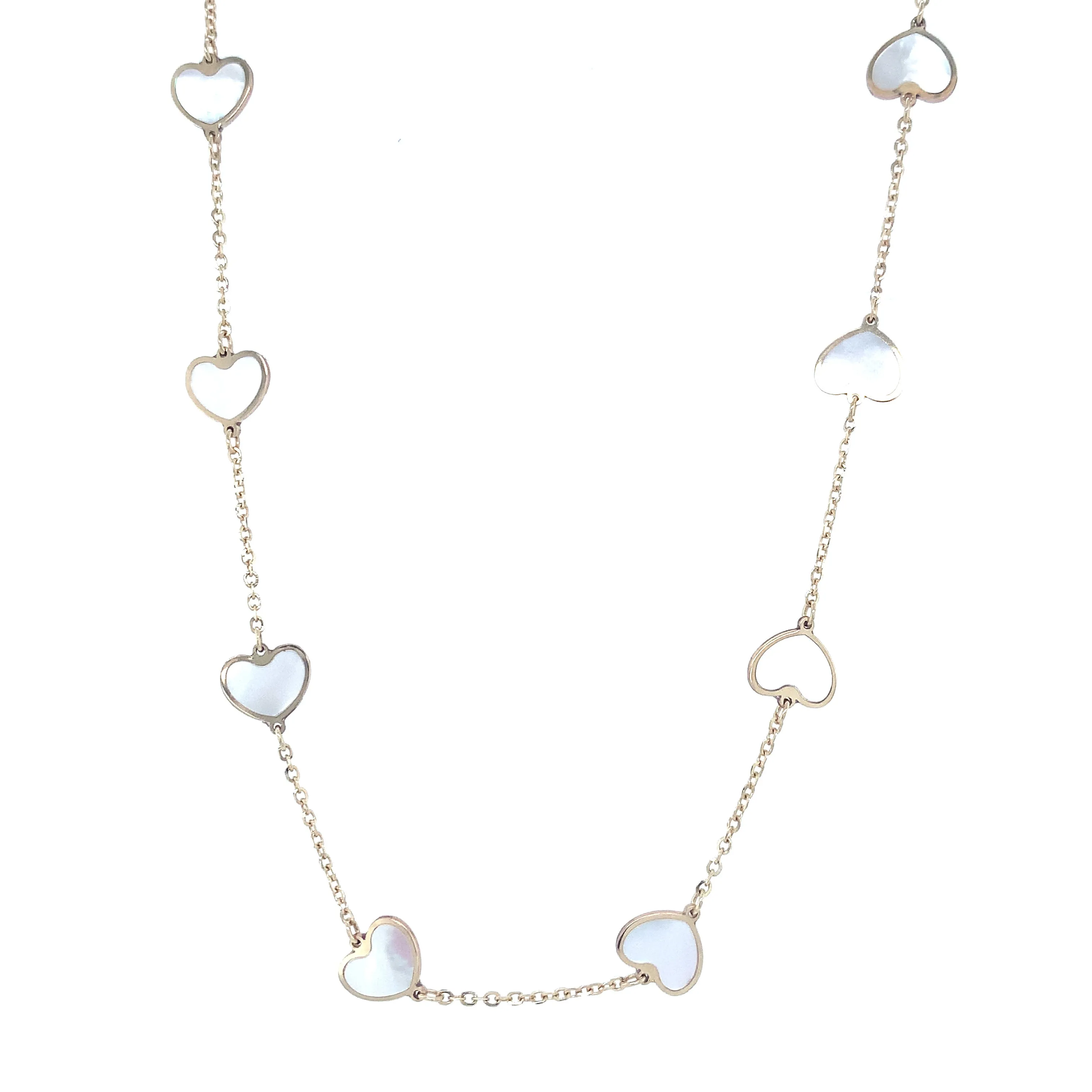 Mini Heart Station Necklace/Mother of Pearl