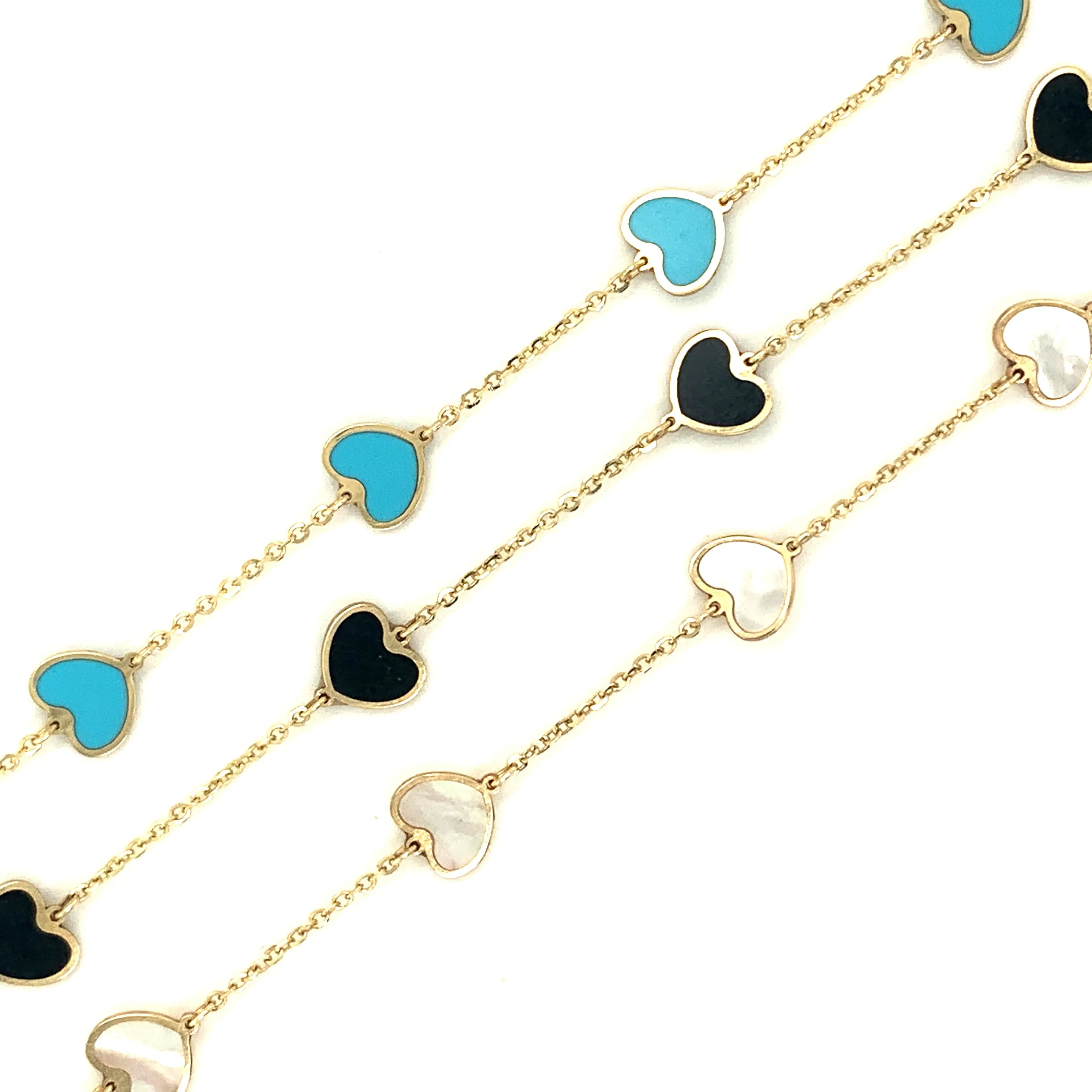 Mini Heart Station Necklace/Mother of Pearl