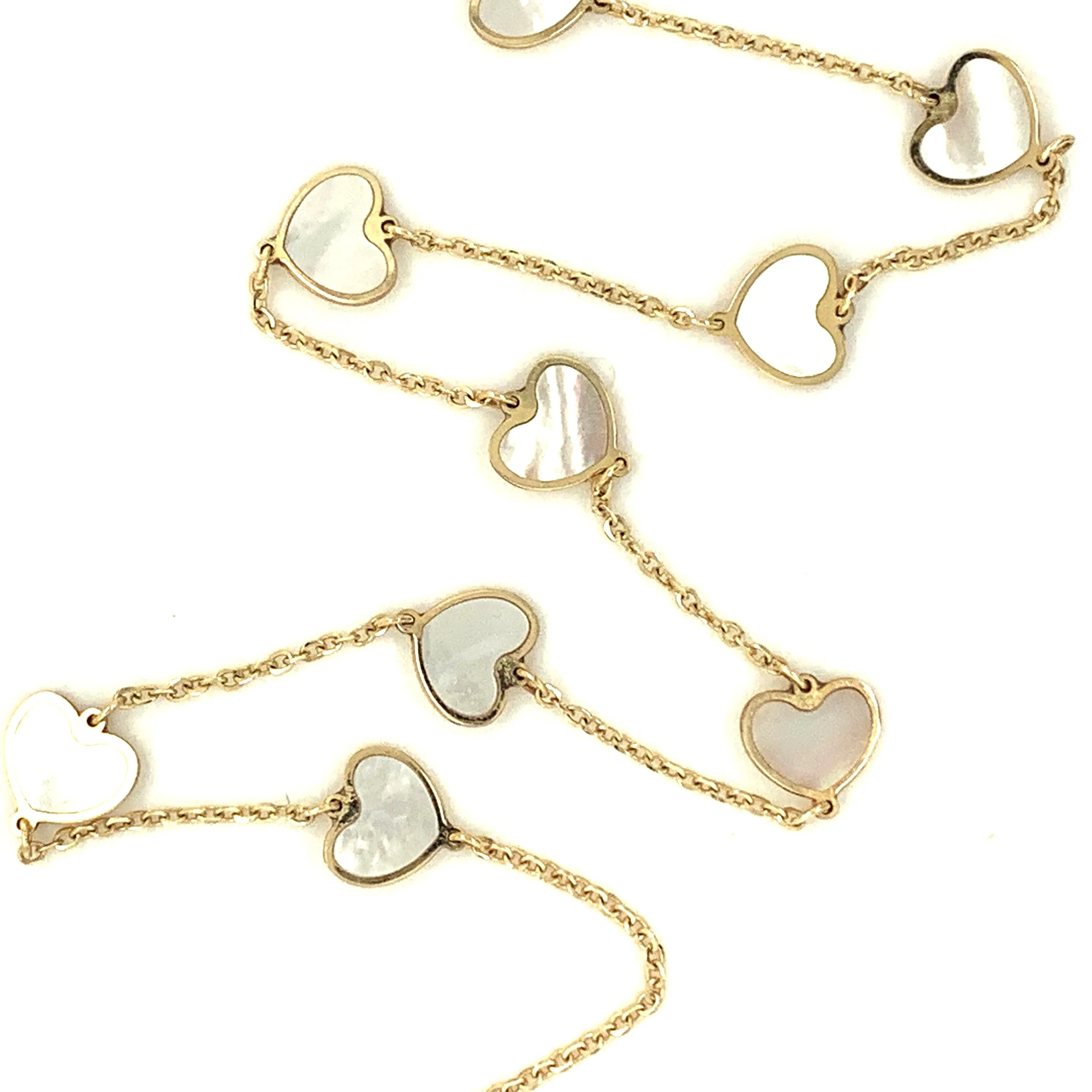 Mini Heart Station Necklace/Mother of Pearl