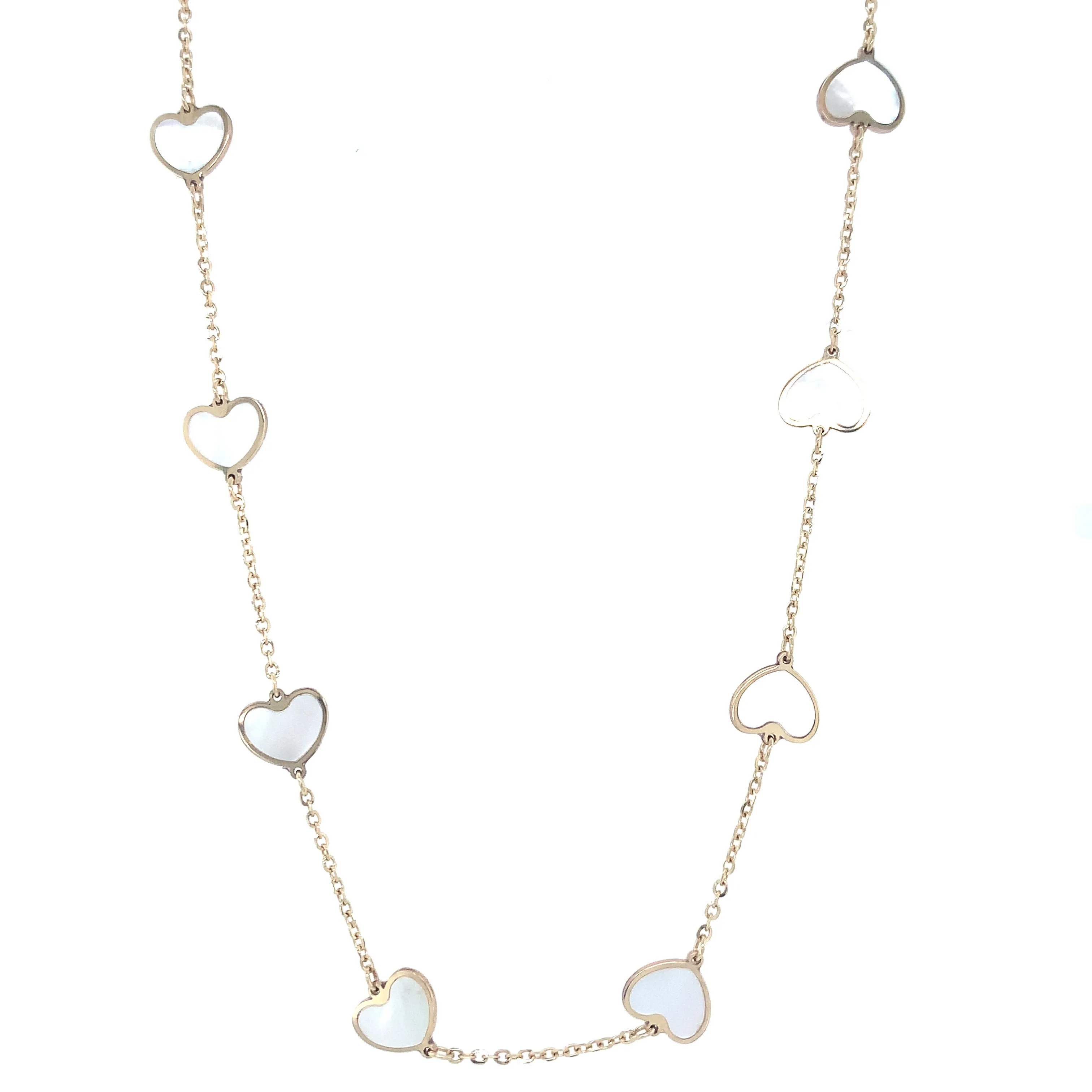 Mini Heart Station Necklace/Mother of Pearl
