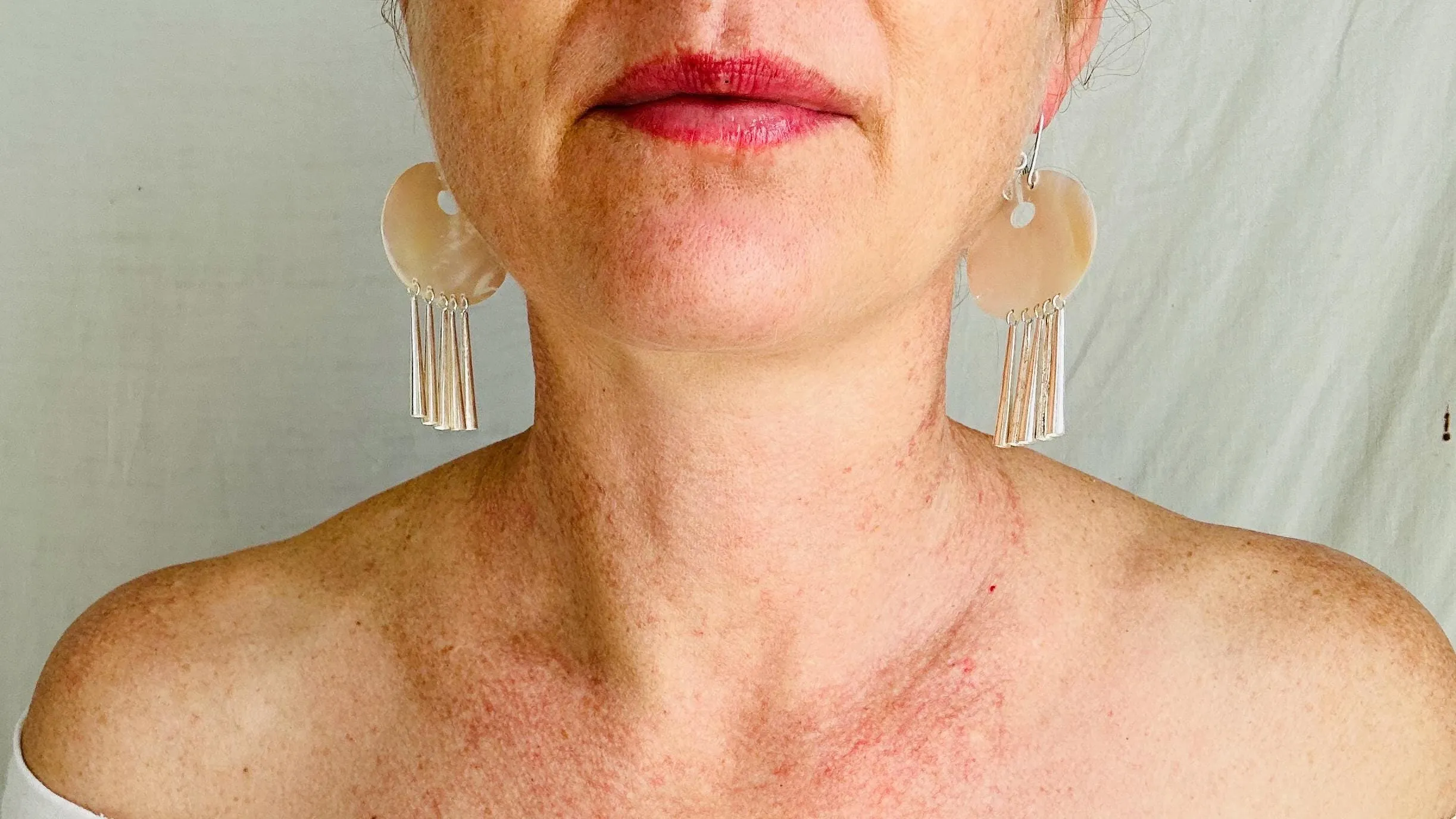 Mother of Pearl & Silver Earrings. Handmade Designer Jewelry in Sterling Silver. 2412