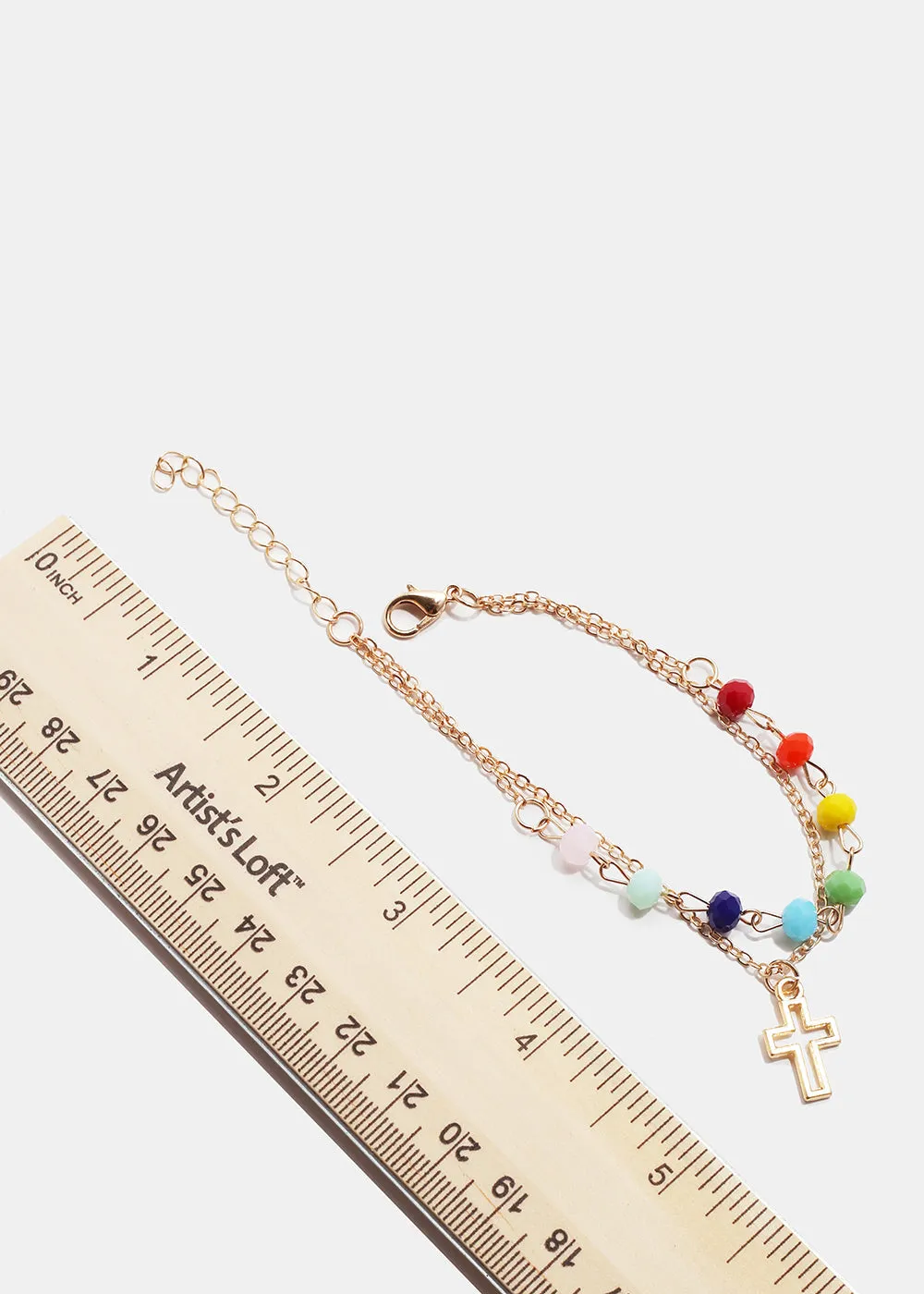 Multi Bead Bracelet with Cross