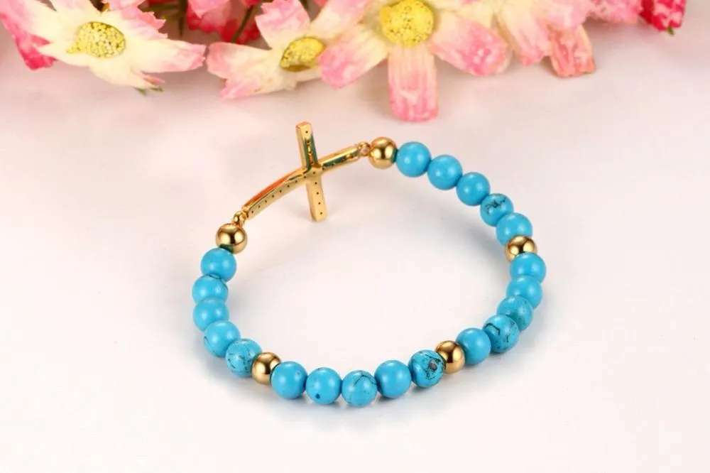 Natural Hematite Stone Beaded Charm Bracelet