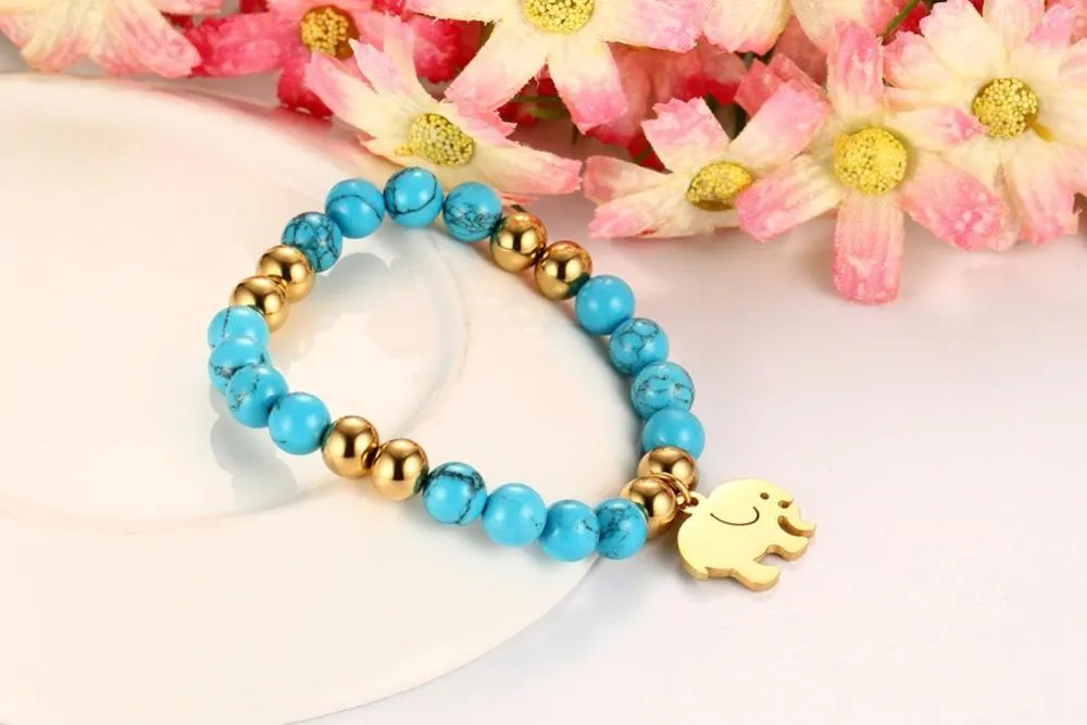 Natural Hematite Stone Beaded Charm Bracelet