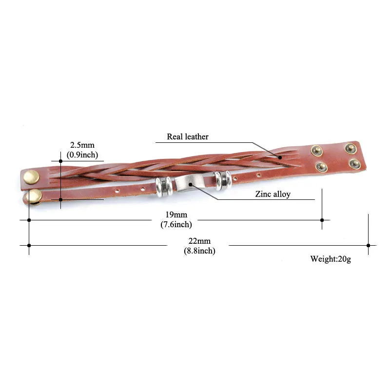 New arrival high quality brown and black leather wrap bracelet for men male jewelry cool stainless steel bracelet