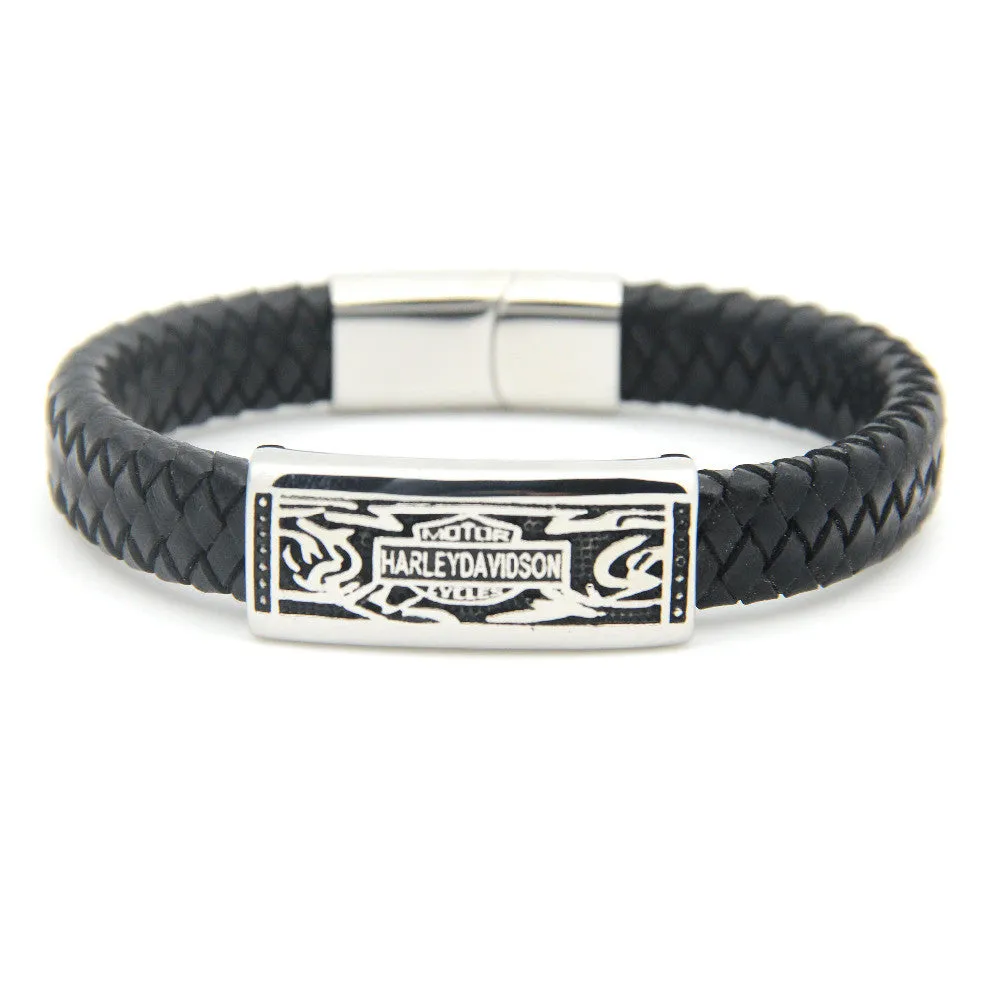 New Fashion Stainless Steel Popular Charm Leather Bracelets & Bangles Braided Rope Wristband men bracelet jewelry