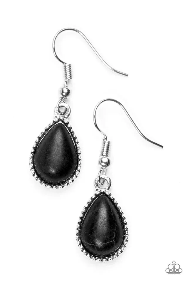 Paparazzi Earring ~ Sandstone Symphony - Black