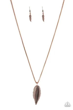Paparazzi Necklace ~ Feather Forager - Copper