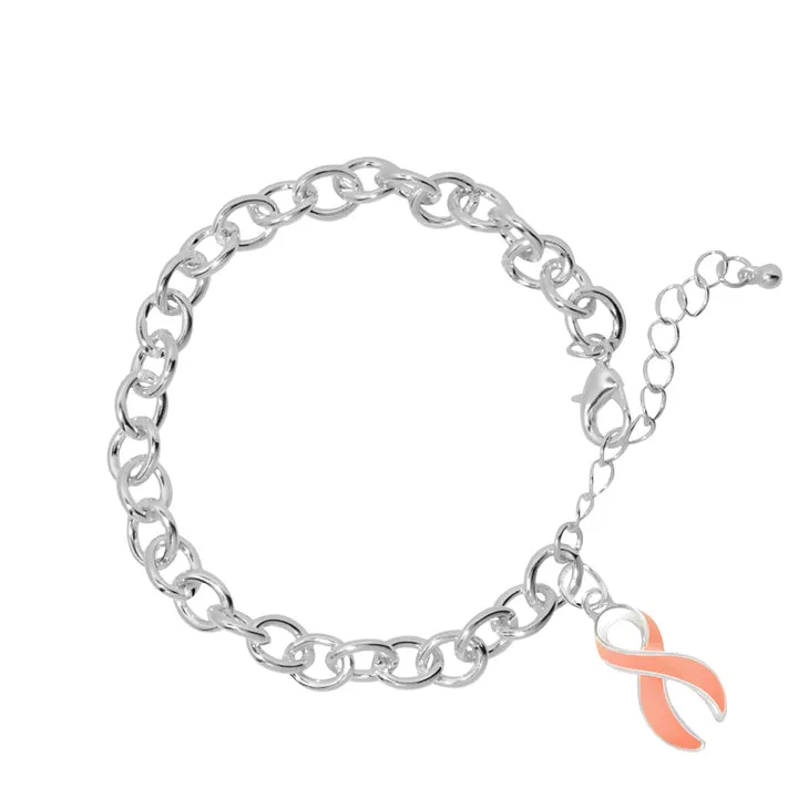 Peach Ribbon Chunky Charm Bracelets