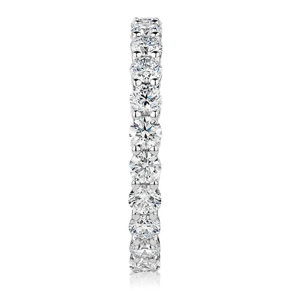 Premium  Laboratory Created Diamond, 1.86 carat TW round brilliant all-rounder wedding or eternity band in platinum