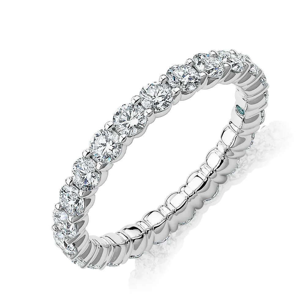 Premium  Laboratory Created Diamond, 1.86 carat TW round brilliant all-rounder wedding or eternity band in platinum