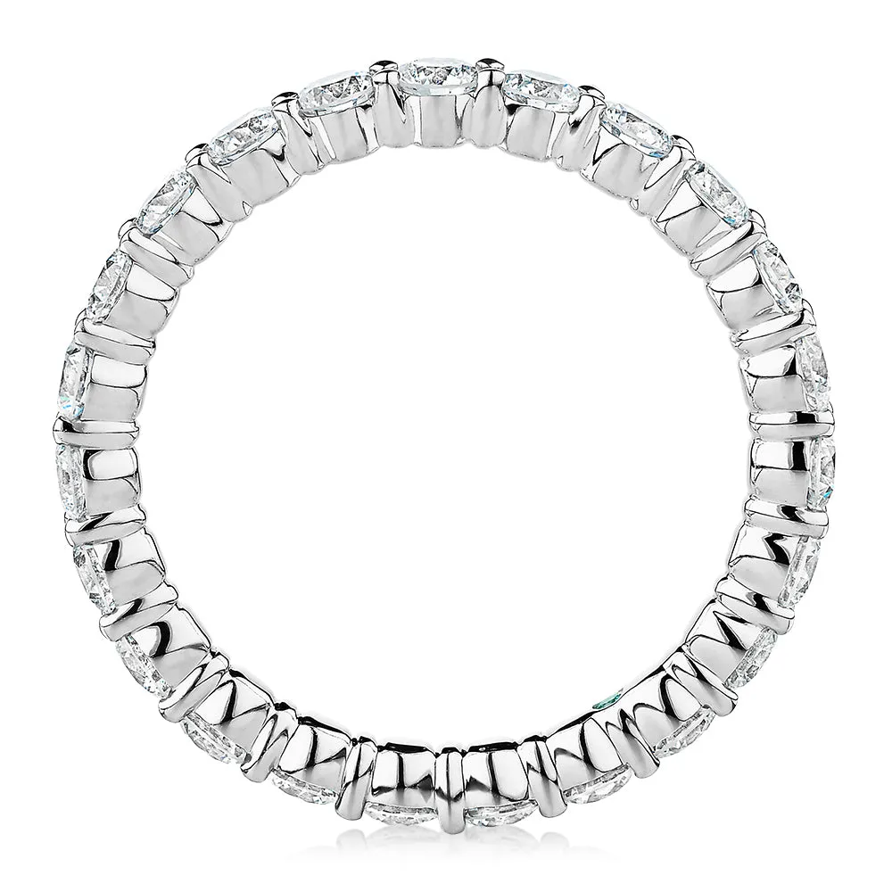 Premium  Laboratory Created Diamond, 1.86 carat TW round brilliant all-rounder wedding or eternity band in platinum