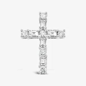 Prong Set Round & Baguette 0.70CT Diamond Cross Necklace