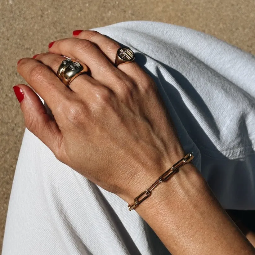 Rectangular Link Chain Bracelet with Tusk Clasp