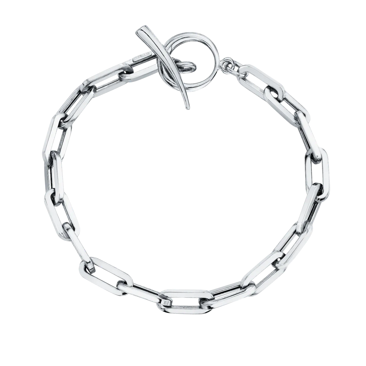 Rectangular Link Chain Bracelet with Tusk Clasp