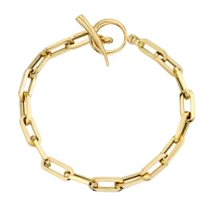 Rectangular Link Chain Bracelet with Tusk Clasp