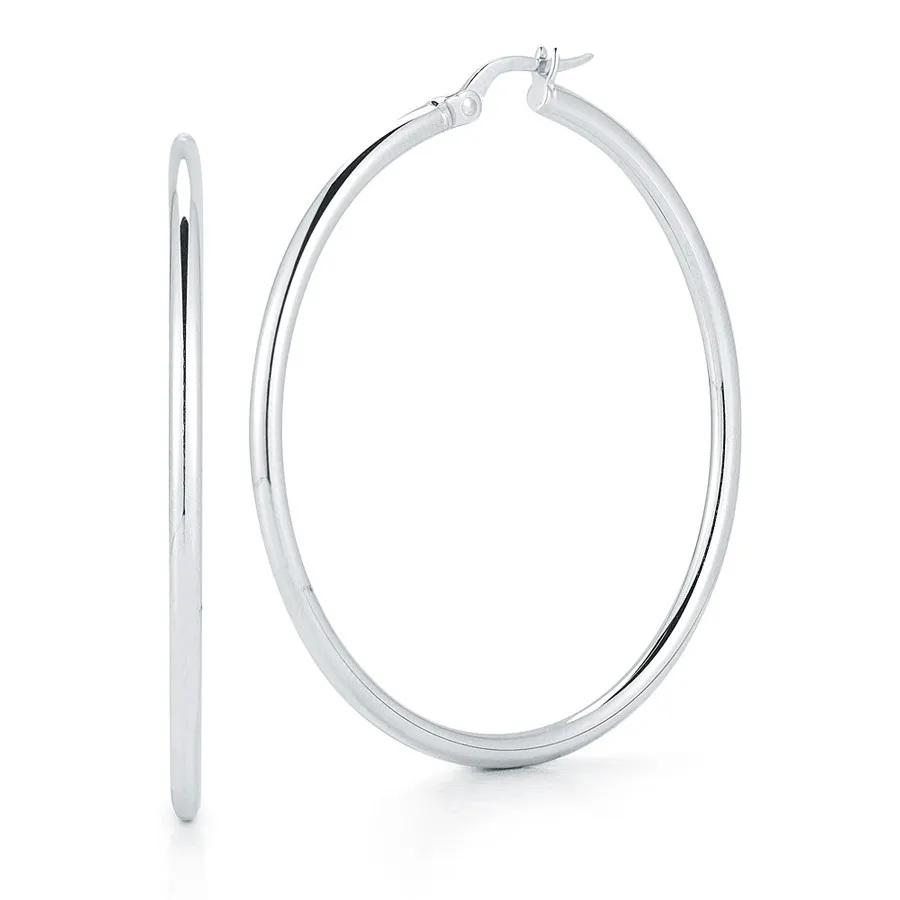 Roberto Coin White Gold 45mm Hoop Earrings