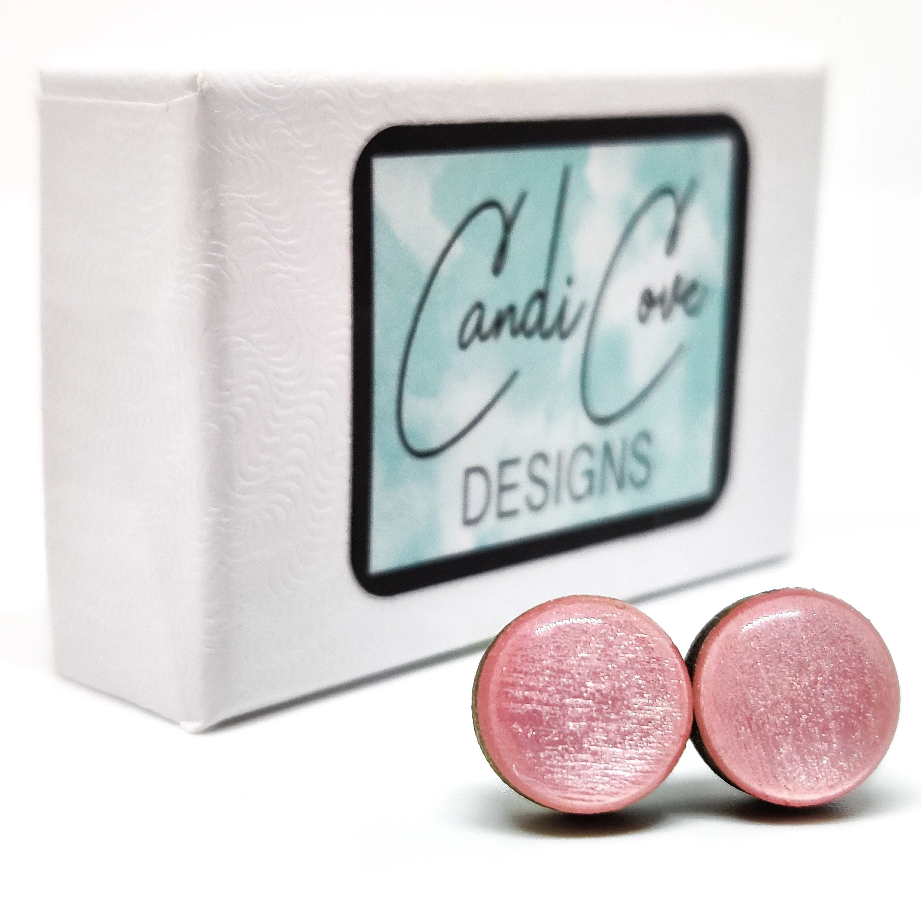Rose Gold Sparkle Stud Earrings by Candi Cove Designs