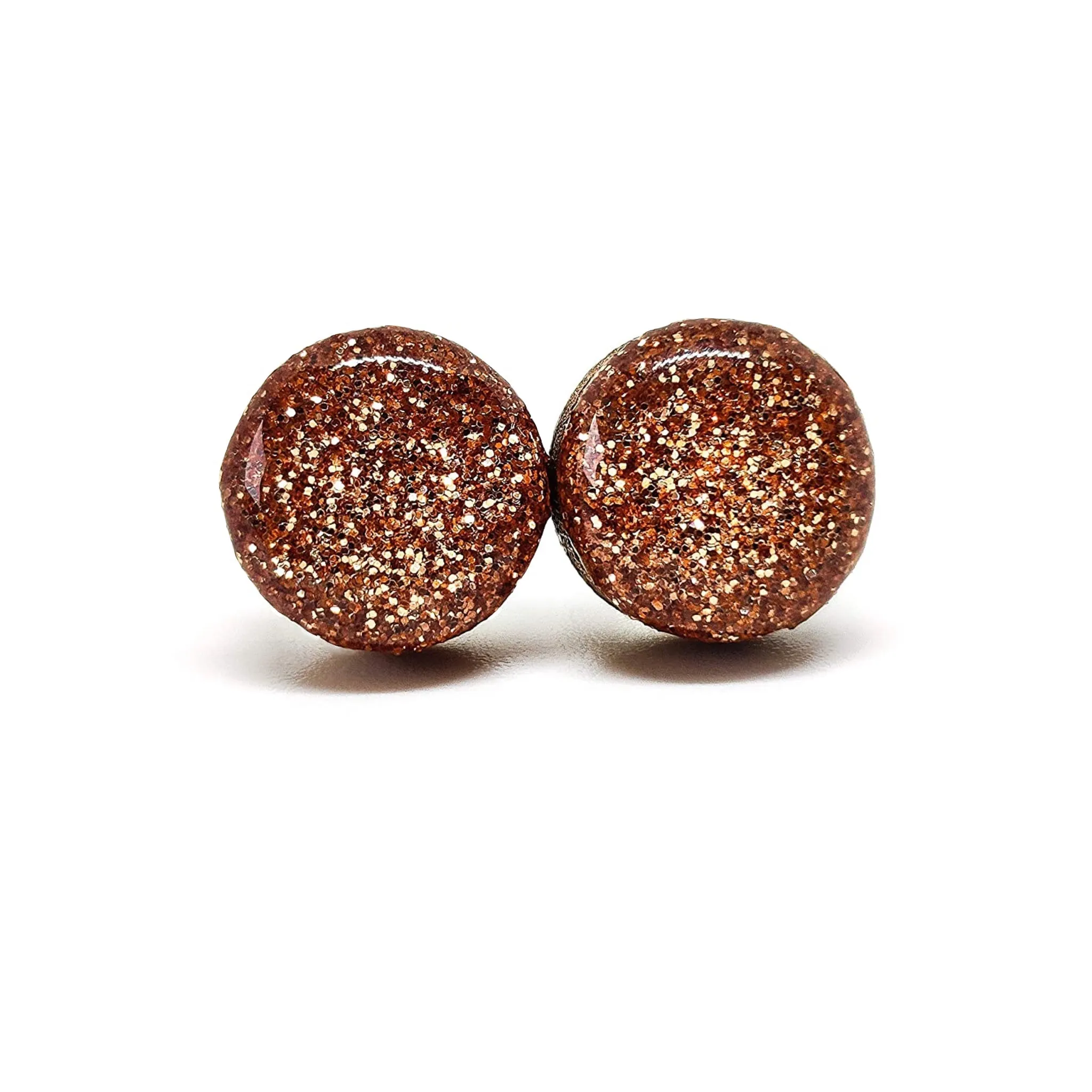 Rose Gold Sparkle Stud Earrings by Candi Cove Designs