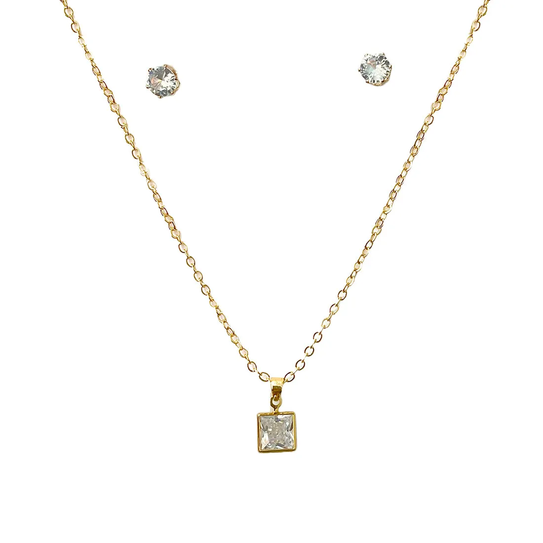 Set Of Two Gold-Toned Diamante Mini Pendant & Stud Earrings