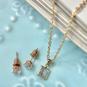 Set Of Two Gold-Toned Diamante Mini Pendant & Stud Earrings