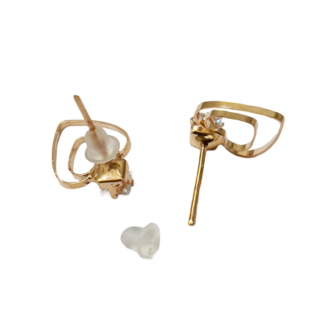 Set Of Two Heart & Diamante Rose Studded Layered Mini Pendant Gold-Toned Necklace & Earrings