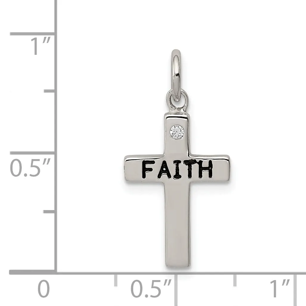 Silver Antique Finish Latin Faith Cross Pendant