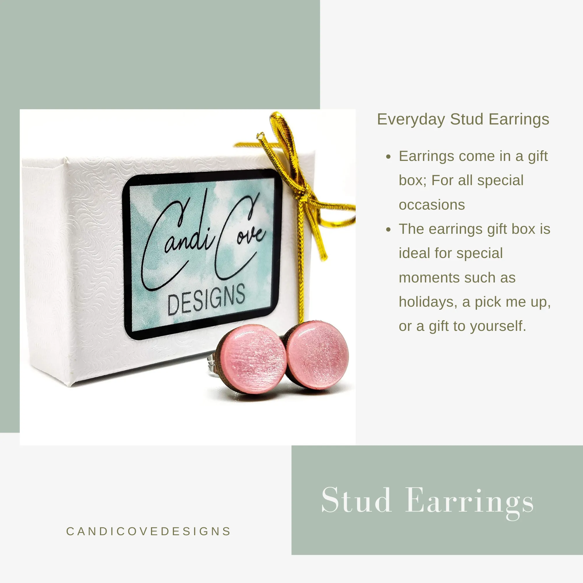 Silver Sparkle Stud Earrings by Candi Cove Designs