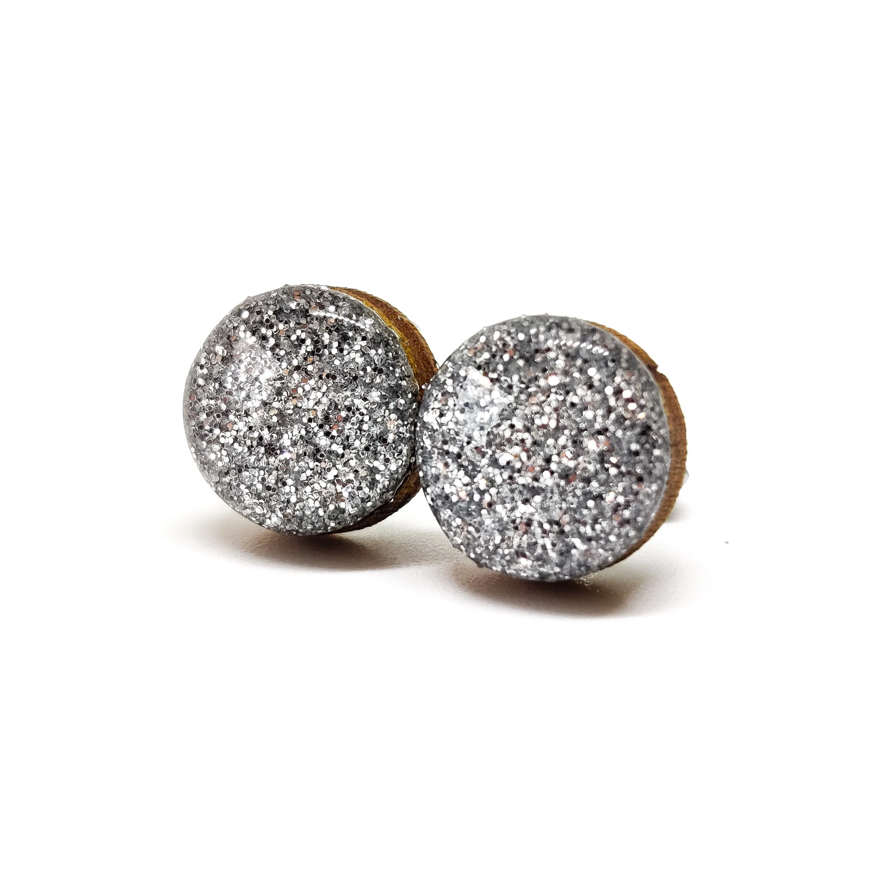 Silver Sparkle Stud Earrings by Candi Cove Designs