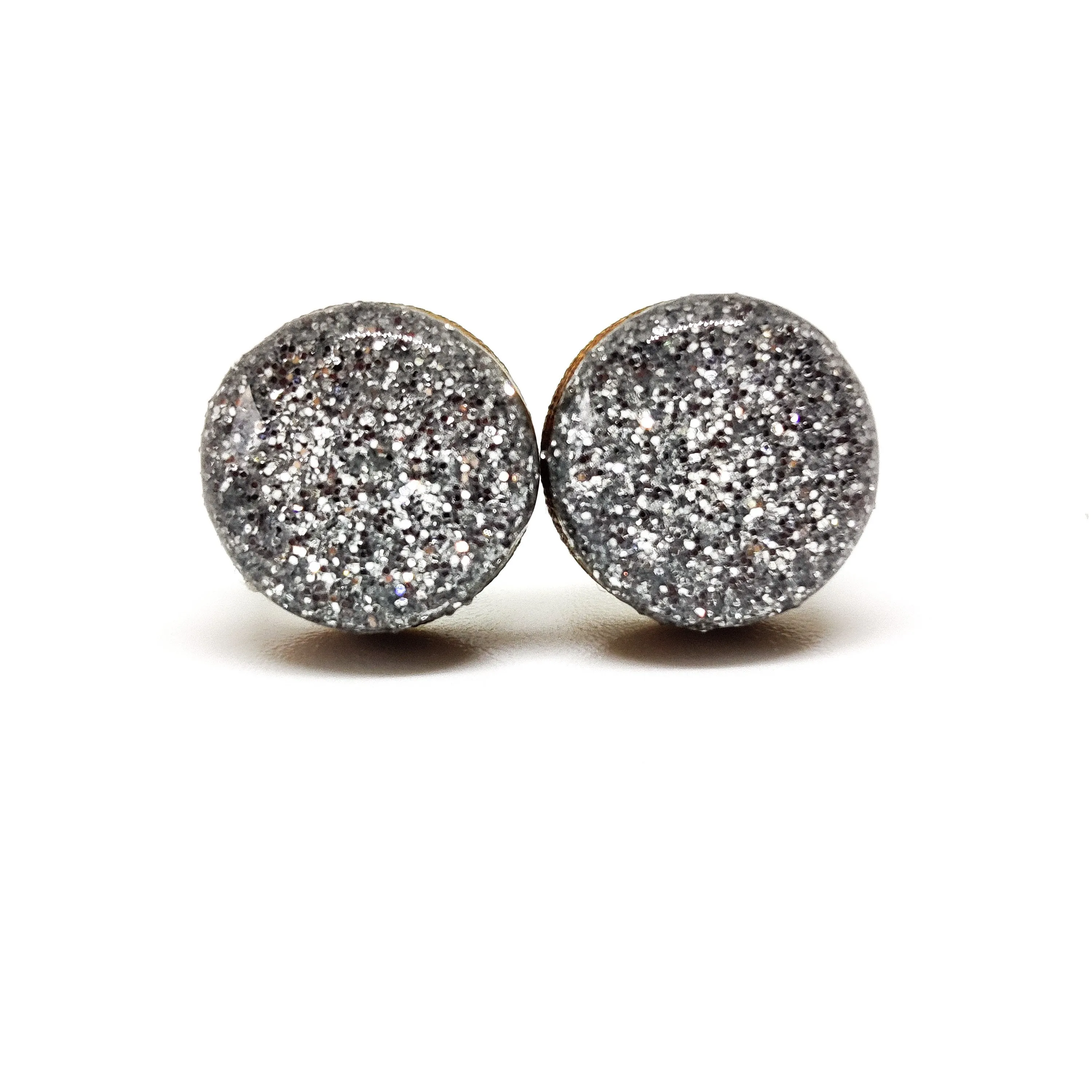 Silver Sparkle Stud Earrings by Candi Cove Designs