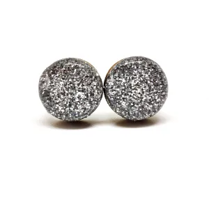 Silver Sparkle Stud Earrings by Candi Cove Designs