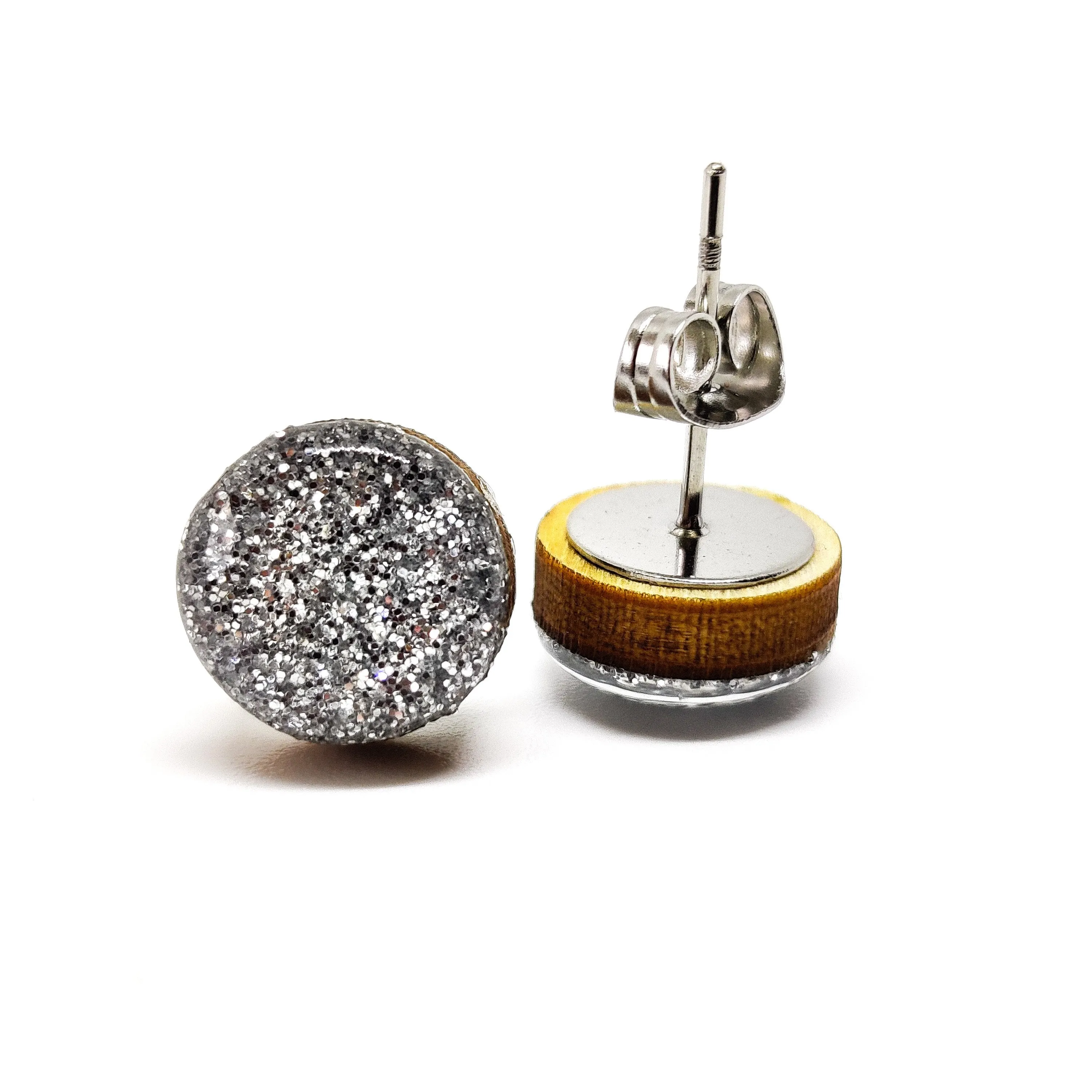 Silver Sparkle Stud Earrings by Candi Cove Designs