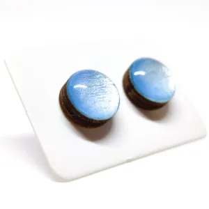 Sky Blue Shimmer Stud Earrings by Candi Cove Designs